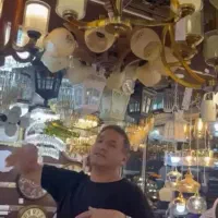 لوستر  ۶ شاخه چوبی با حباب نوری زیر .|لوستر و چراغ آویز|چالوس, |دیوار