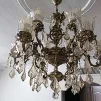 لوستر برنجی ریخته گی 12 شاخه سنگین