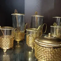 چایی خوری آب طلا سینی مسی برنجی پریموس قدیمی