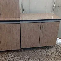 کابینت فلزی درب ام دی اف ودرب چوبی و روشویی