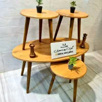 میزجلومبلی۴تکه مدل ساده پایه چوبی عسلی میز جلو مبل