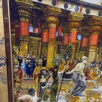 فرش دستباف (بساک)تابلو ملک سلیمان ۱۸۰ در ۱۲۰|فرش|مشکین‌دشت, |دیوار