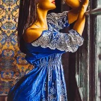 تابلو فرش دستباف دختر انتظار مارکدار چله ابریشم