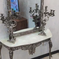 آینه شمعدان برنز نقره‌ای سالم