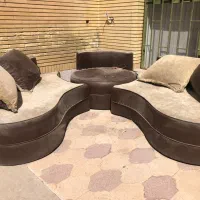 مبل گرد با روکش چرمی|مبلمان خانگی و میز عسلی|شیراز, شهرک بهشتی|دیوار