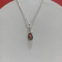 مدال نقره نگین اشکی هفت رنگ کد ۶۵۷