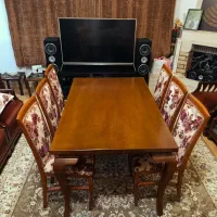 میز ناهارخوری 6 نفره چوب راش در حد نو با کاور