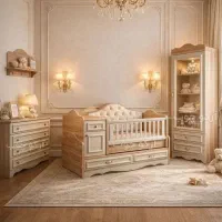 سرویس خواب کودک نوجوان سیسمونی بچه تخت و کمد نوزاد