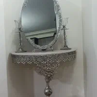 آینه شمعدان نقره جا کفشی سفید زیبا و سالم
