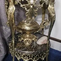 میز تلفن دوطبقه برنزی