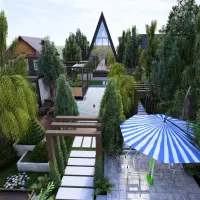 طراحی باغ ویلا نما و پلان معماری