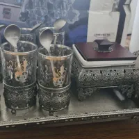 ست سینی و فنجان کاپدار و قندان