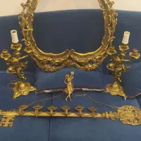 آینه شعمدونی و جالباسی برنز برنج سالم تمیز قدیمی