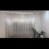 پرده  سفید جنس حریر پتینه، عرض ۲۵۰ و قد ۲۶۷۰