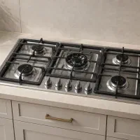 اجاق گاز صفحه‌ای استیل ۵ شعله/ترموکوپل دار