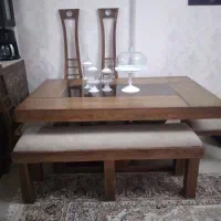 میز ناهار خوری چوب مبل ۷ نفره چوب موکت شلف دیواری