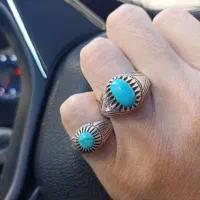دو عدد انگشتر نقره فیروزه نیشابور سنگ محک