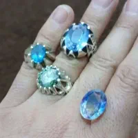 انگشتر نقره ۹۲۵ توپاز صنعتی موزانایت