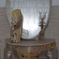 آینه و شمعدان نقره ای نو|صنایع دستی و سایر لوازم تزئینی|حمیدیا, |دیوار