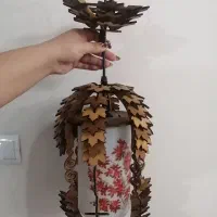 لوستر چوبی طرح برگ|لوستر و چراغ آویز|فردیس, فرامرزیه|دیوار