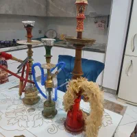 قلیان برنجی قدیمی با چوبی