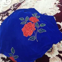 مخمل آبی کاربنی با چادر