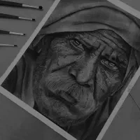 طراحی سیاه قلم (چهره)|تابلو، نقاشی، عکس|صوفیان, |دیوار