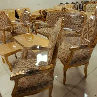 مبلمان فرانسوی 7نفره با میز غذاخوری ۶نفره میز عسلی