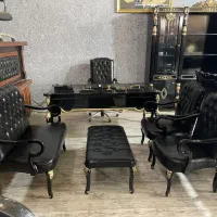 مبلمان اداری چوب و چرم شل پوست ماری|دفتر کار|قزوین, |دیوار