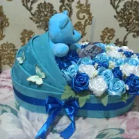 انواع دسته گل روبانی بامس نوزاد باکس هدیه|گل مصنوعی|اهواز, رسالت|دیوار