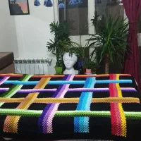 رو تختی دستبافت با کاموا خارجی