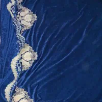 دو عدد شال پرده مخمل سرمه ای کاملا سالم