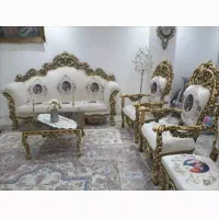 مبل ۹ نفره تمام چوب ورق طلا با نهار خوری 10|مبلمان خانگی و میز عسلی|تهران, تهرانسر مرکزی|دیوار