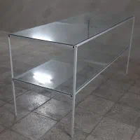 میز فلزی ۲ طبقه کف شیشه ۶میل