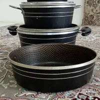 قابلمه هفت پارچه تفلون در حد نو