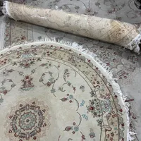 یک جفت فرش گرد خاطره کاشان با نخ ابریشم قطر ۱.۵