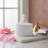 شمع عطری و دکوری درب‌‌دار مدل مرمرخیال