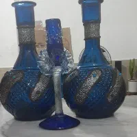 تنگ دوغ خوری شیشه ای آبی قدیمی