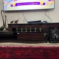 میز تلویزیون چوبی دو تیکه براق