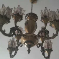 لوستر برنز و برنج اصل جفت ۸شعله،شامپاین طلایی|لوستر و چراغ آویز|زنجان, |دیوار