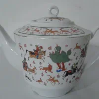 قوری چینی سایز بزرگ و سینی استیل