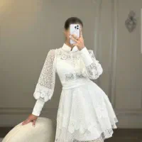 لباس عروسکی  دانتل سفید نو