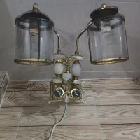 چراغ روشنایی گازی دو شعله برنجی آلمانی عتیقه|کلکسیون اشیاء عتیقه|اردبیل, |دیوار