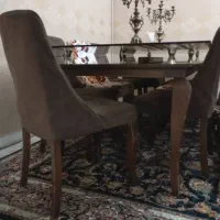 ناهار خوری ۸ نفره میز سالم با شیشه ۸ میل
