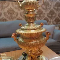 سرویس نو و کامل سماور برقی آب طلا قلم زنی