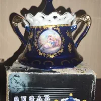 قندان چینی سرمه ای طلاکوب