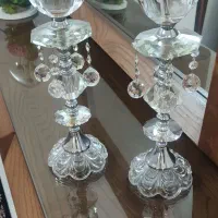 شمعدان کریستال.چراغ خواب نو .شمعدون برنز