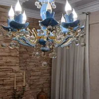 لوستر  ۸ شاخه چینی طلاکوب با کریستال اصل|لوستر و چراغ آویز|تهران, سید خندان (جلفا)|دیوار