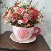 گل مصنوعی فنجان نعلبکی بزرگ