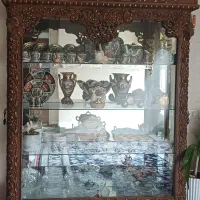 ویترین منبت کاری با چوب گردو|بوفه، ویترین، کنسول|برخوار, |دیوار